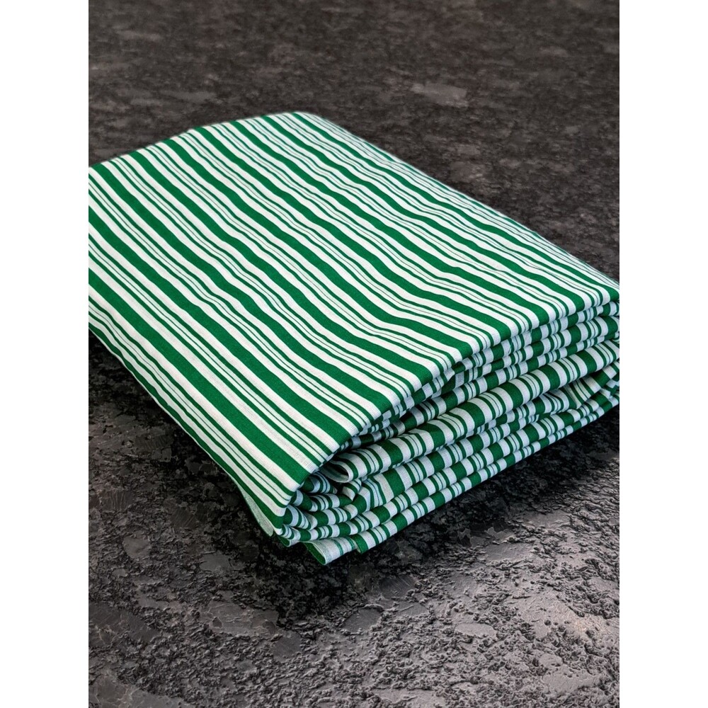 Green and White Stripe Cotton Fabric 4 Yards (146" x 44.5")